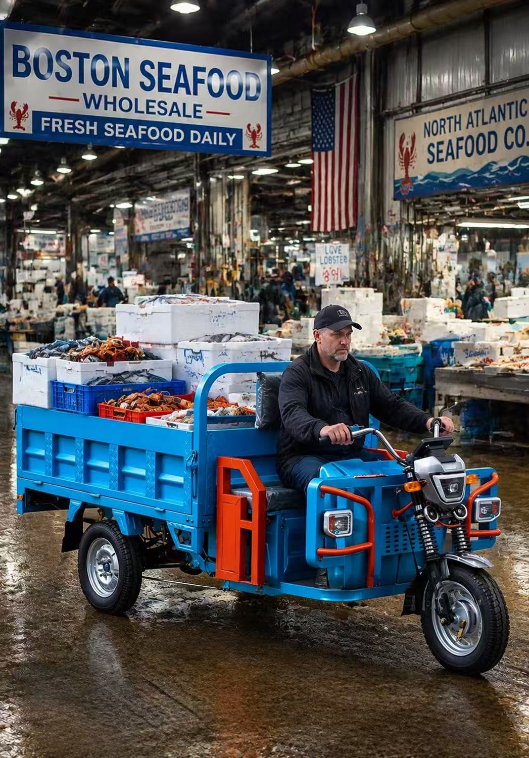 Stop‑and‑Go Hauling Problems Within Seafood Wholesale Districts‑Electric Trike Saves Ongoing Fuel Expense