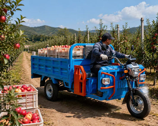 Electric Utility Vehicle for Orchard Row Transport and Harvest Crew Support