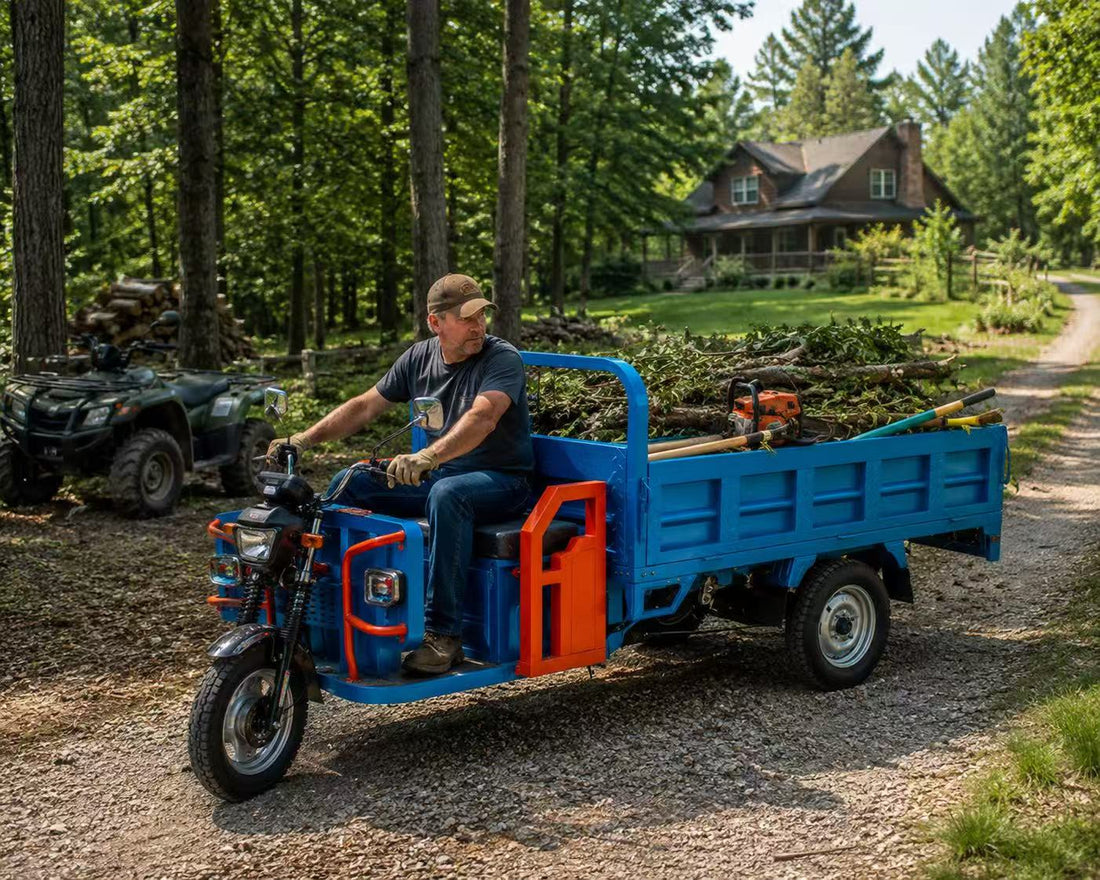 Electric Dump Vehicle for Managing Wooded Land and Rural Property Work
