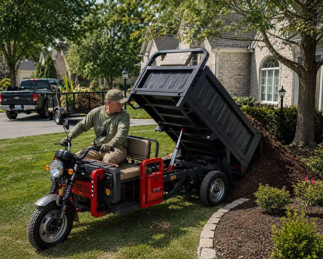 Hydraulic Dump Electric Utility Vehicle for Landscaping Material Handling