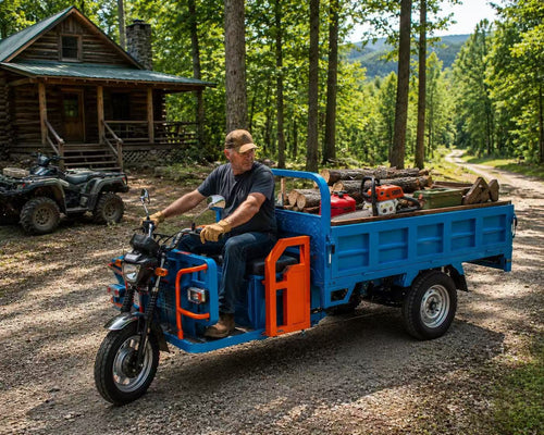 Electric Dump Vehicle for Weekend Cabins, Hunting Land and Remote Properties