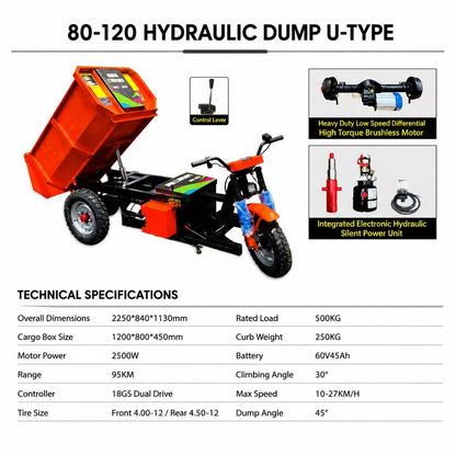 Cargo-dump electric tricycle