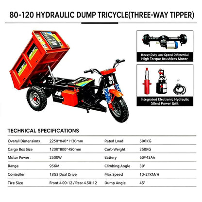 Cargo-dump electric tricycle