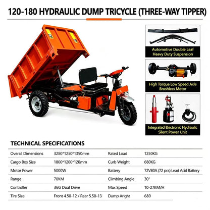 Cargo-dump electric tricycle