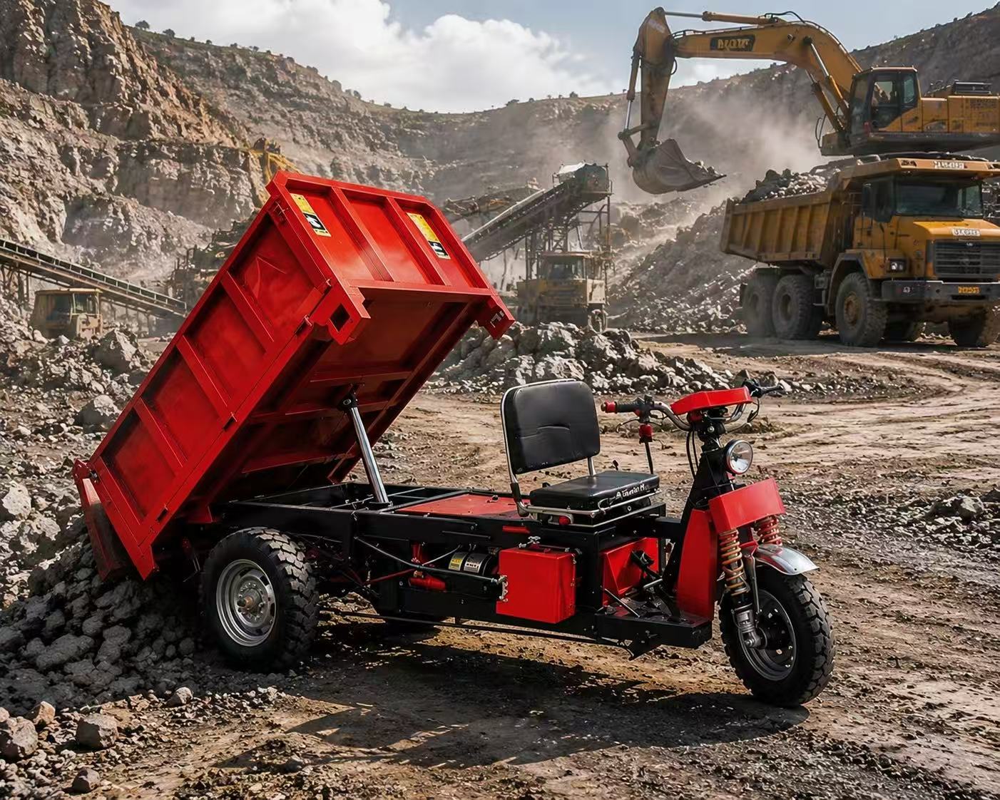 Cargo-dump electric tricycle