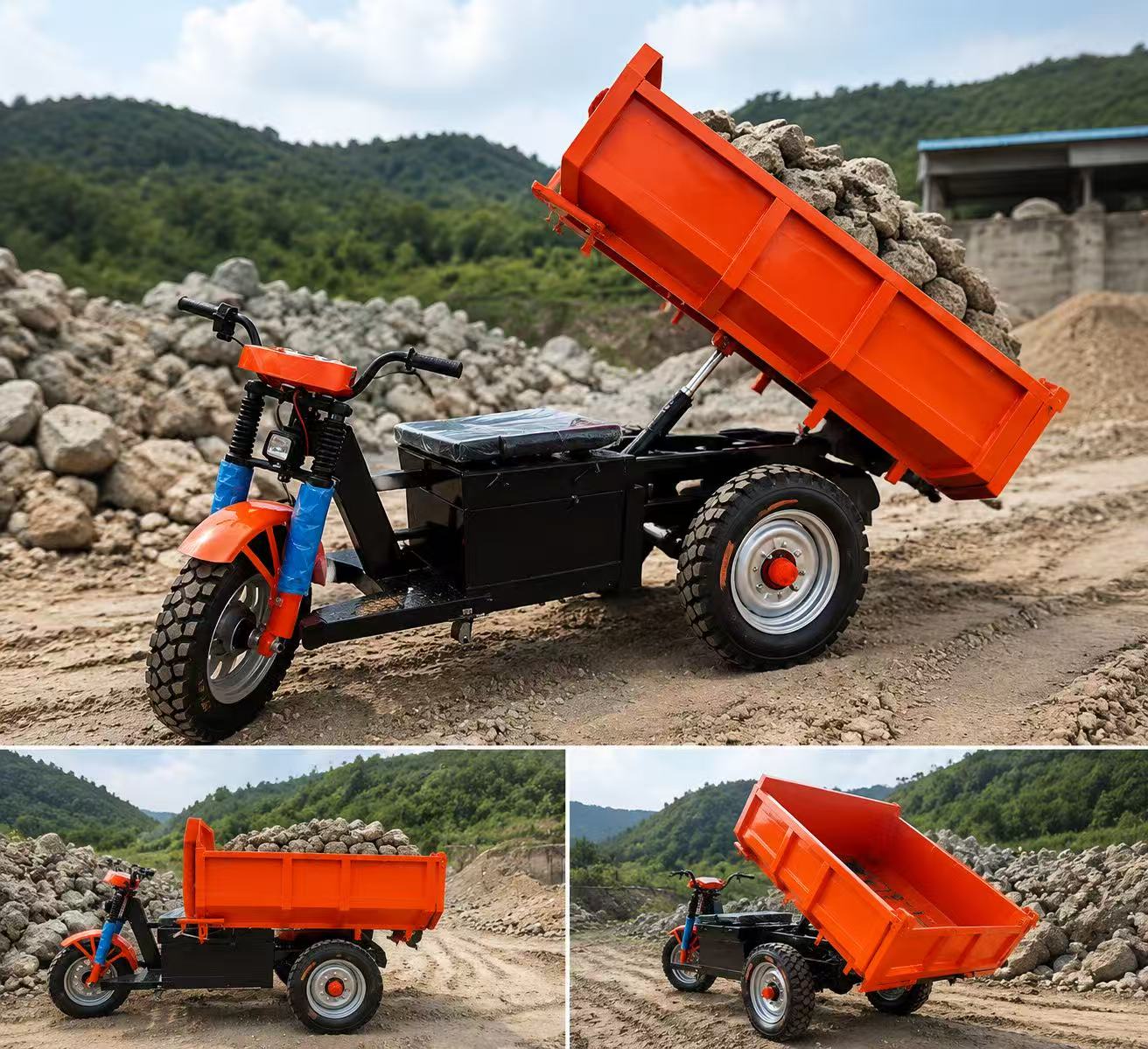 Cargo-dump electric tricycle